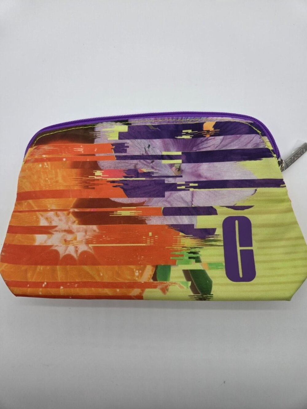 Clinique Neon Makeup Bag Cosmetic Pouch Wristlet Zip Case NWOT
